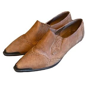 Vintage Euroclub leather western boho metal point toe slip on shoes size 8B